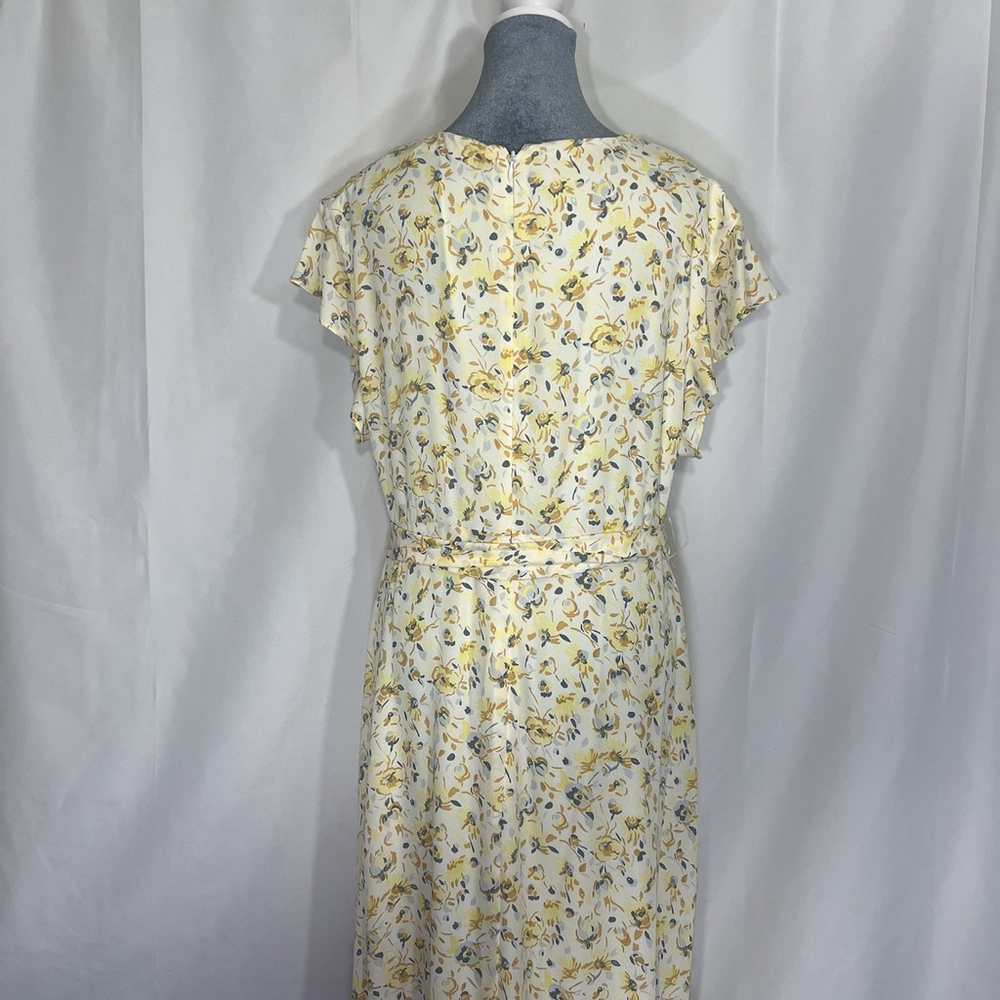 Lauren Ralph Women's Florals Georgette Flutter-Sleeve A-Line Dress Sz 14 Yellow - Picture 8 of 16